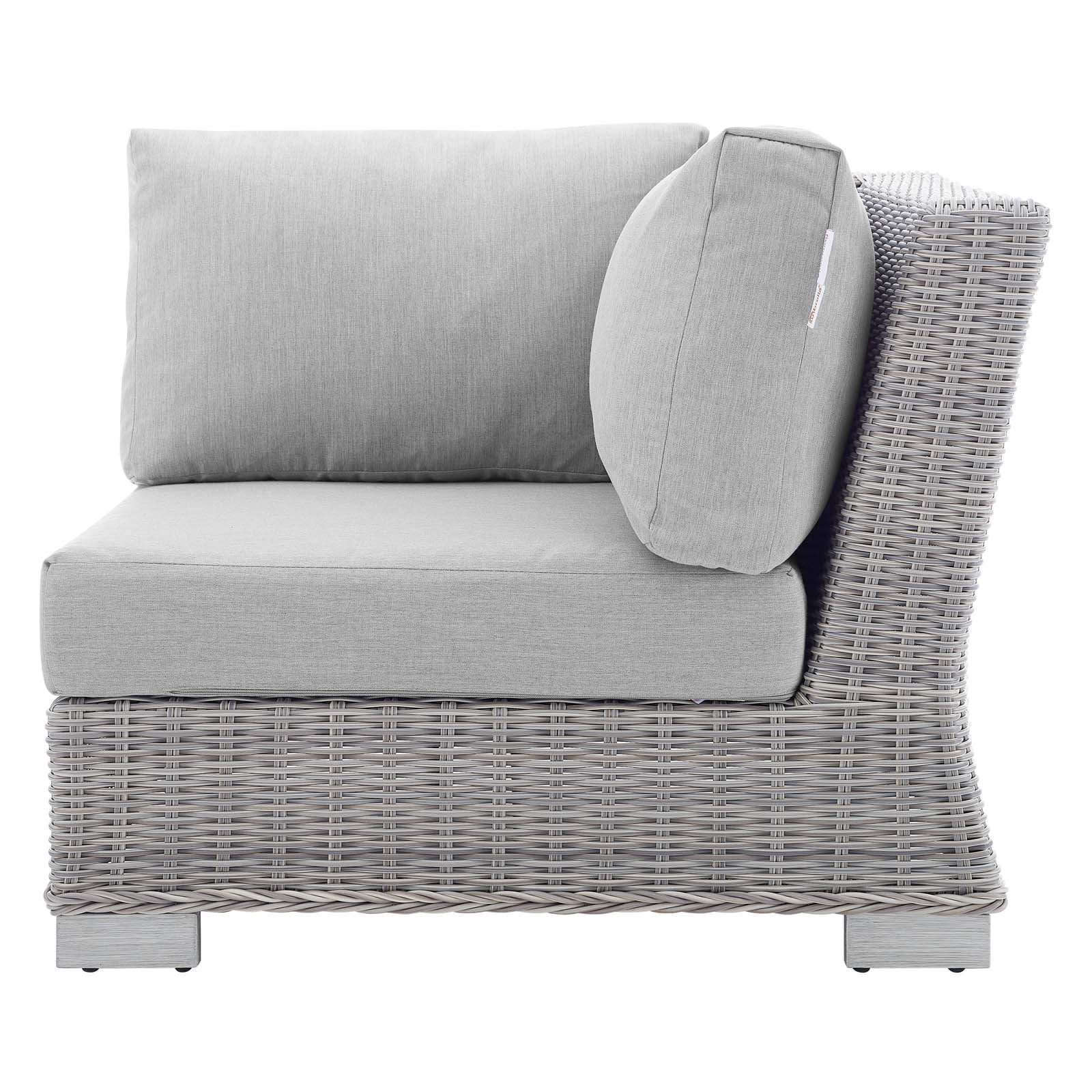 Modway Outdoor Chairs - Conway Sunbrella Outdoor Patio Wicker Rattan Corner Chair Light Gray