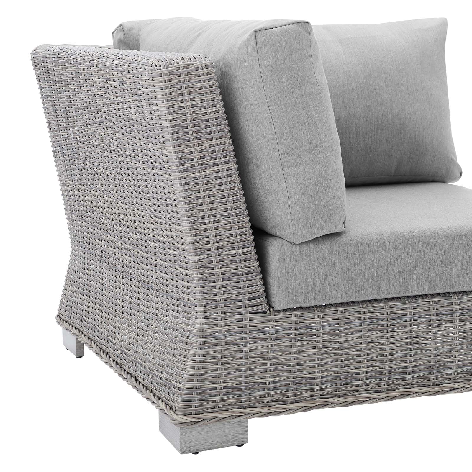 Modway Outdoor Chairs - Conway Sunbrella Outdoor Patio Wicker Rattan Corner Chair Light Gray