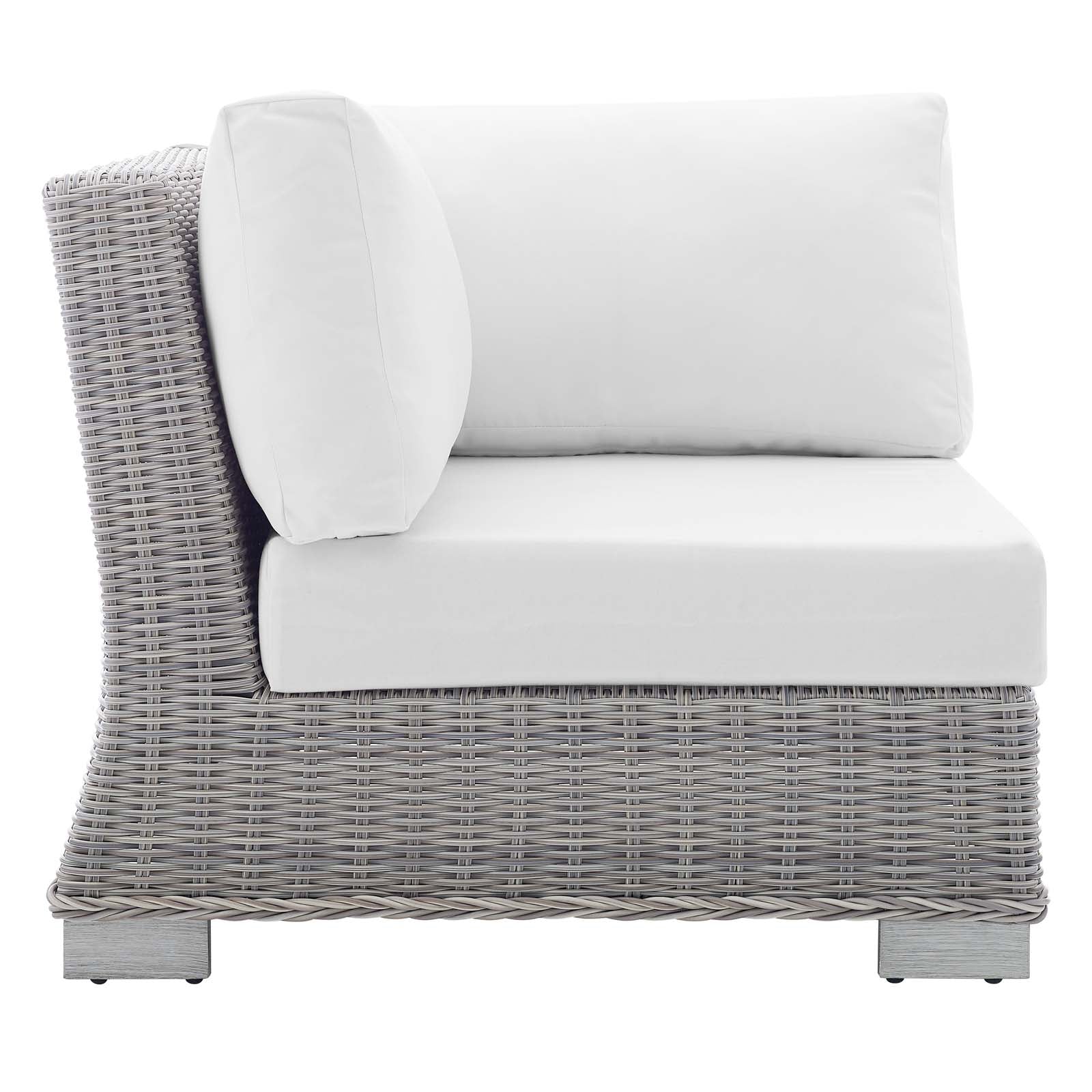 Modway Outdoor Chairs - Conway Sunbrella Outdoor Patio Wicker Rattan Corner Chair Light Gray White