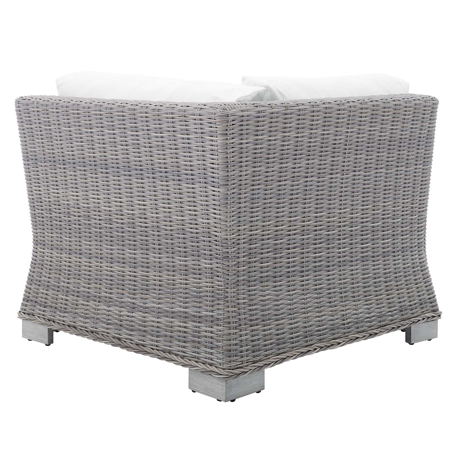 Modway Outdoor Chairs - Conway Sunbrella Outdoor Patio Wicker Rattan Corner Chair Light Gray White