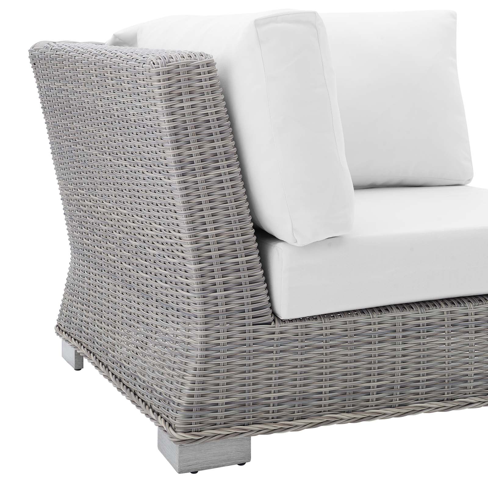 Modway Outdoor Chairs - Conway Sunbrella Outdoor Patio Wicker Rattan Corner Chair Light Gray White
