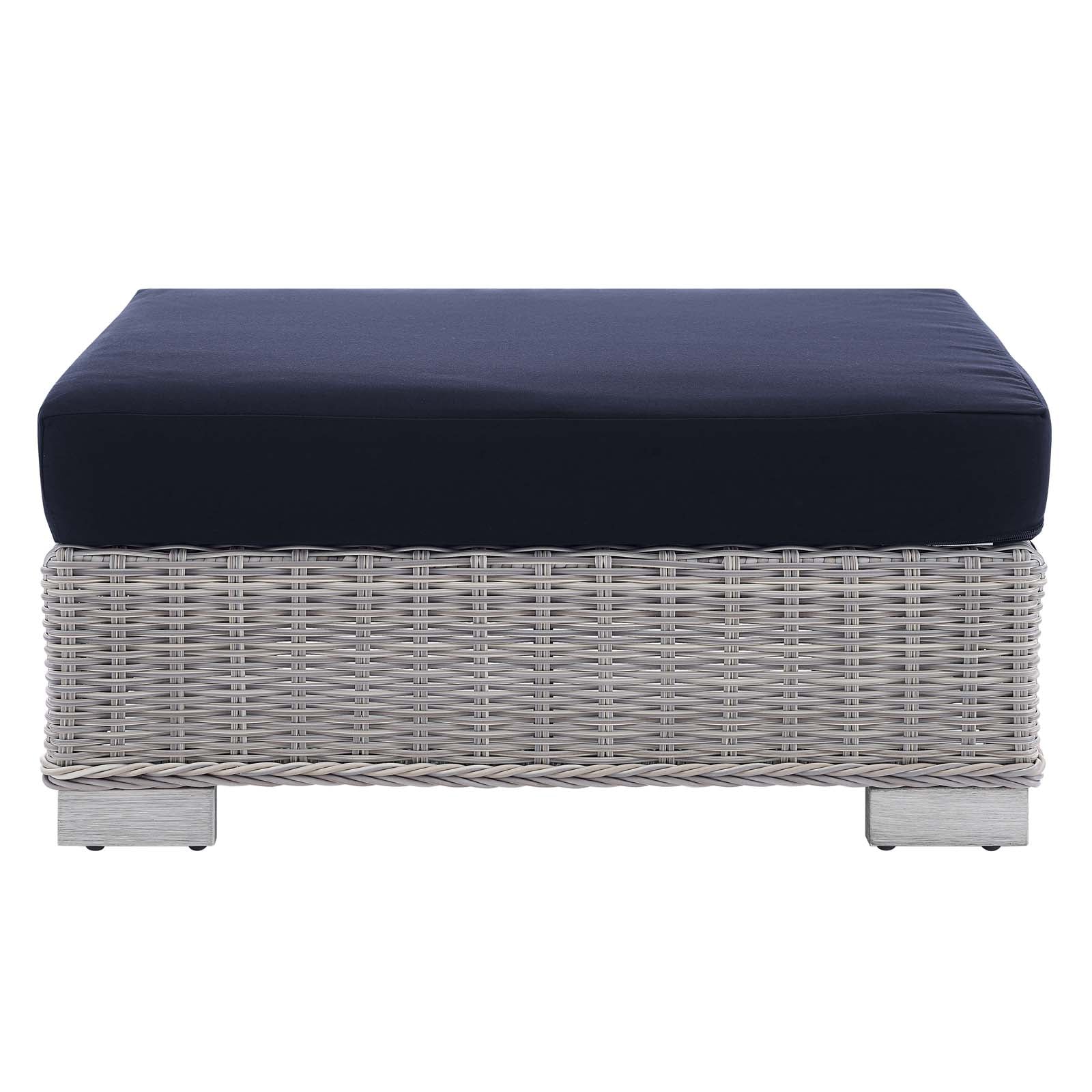 Modway Outdoor Sofas - Conway-Sunbrella¨-Outdoor-Patio-Wicker-Rattan-Ottoman-Light-Gray-Navy