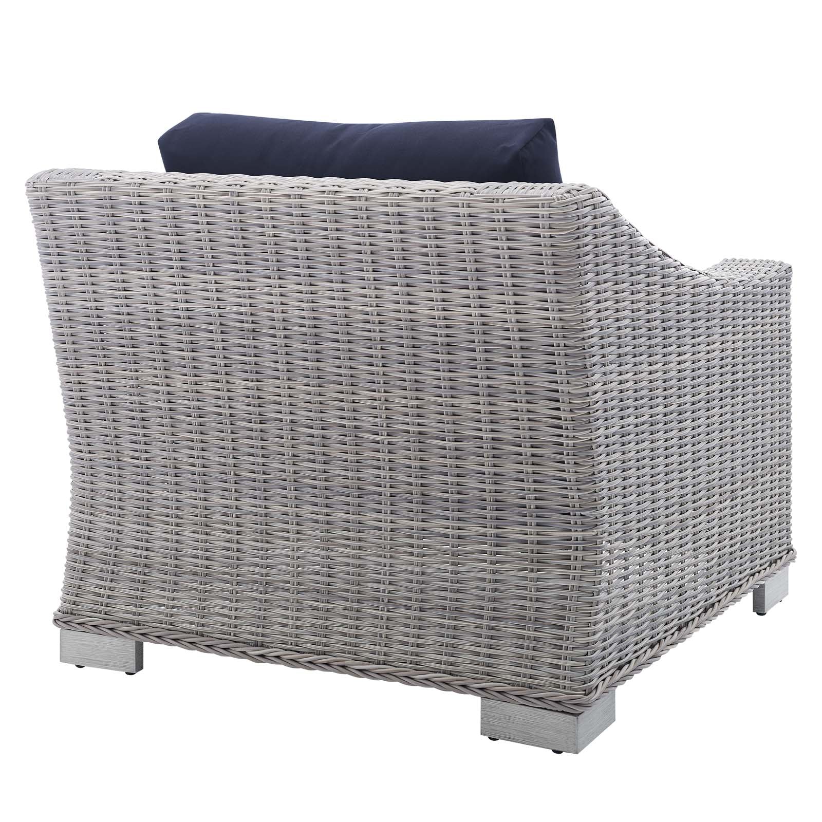 Modway Outdoor Chairs - Conway Sunbrella Outdoor Patio Wicker Rattan Armchair Light Gray Navy