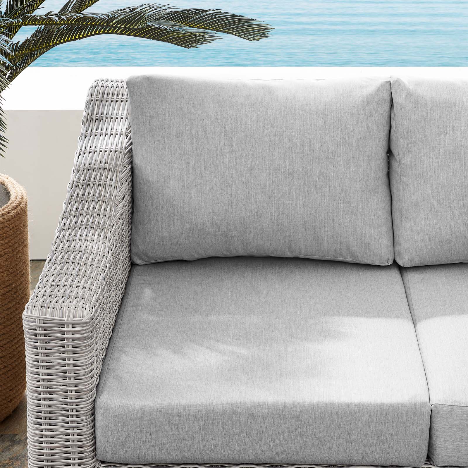 Modway Outdoor Sofas - Conway Sunbrella Outdoor Patio Wicker Rattan Loveseat Light Gray