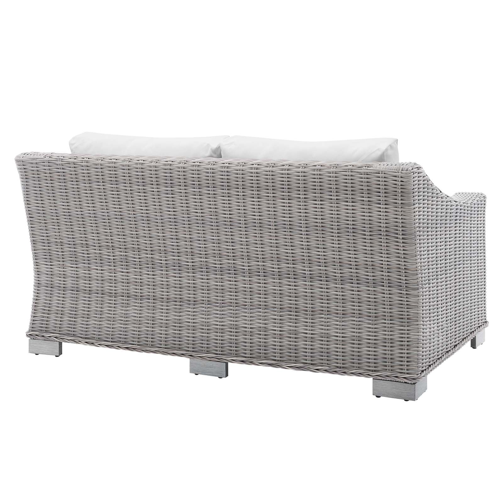 Modway Outdoor Sofas - Conway Sunbrella Outdoor Patio Wicker Rattan Loveseat Light Gray White