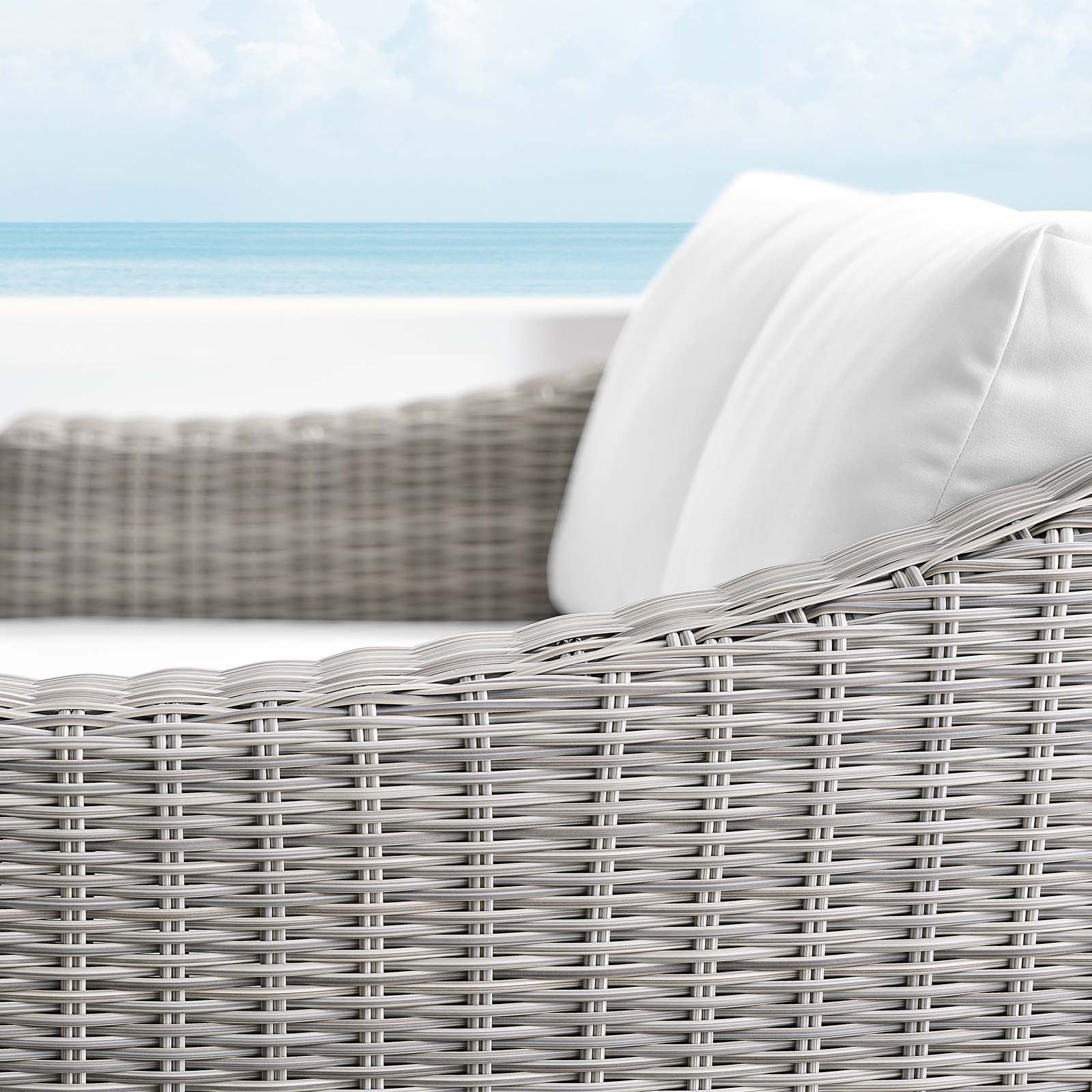 Modway Outdoor Sofas - Conway Sunbrella Outdoor Patio Wicker Rattan Loveseat Light Gray White