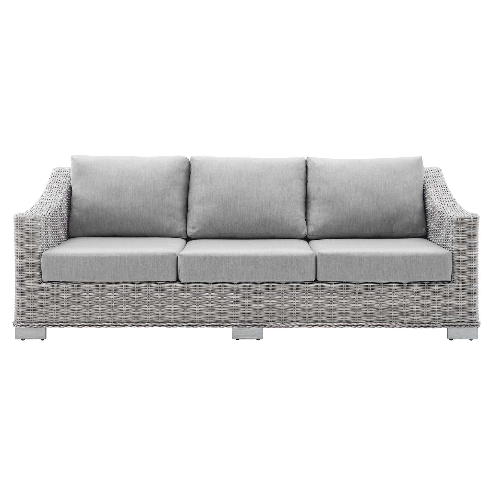 Modway Outdoor Sofas - Conway Sunbrella Outdoor Patio Wicker Rattan Sofa Light Gray