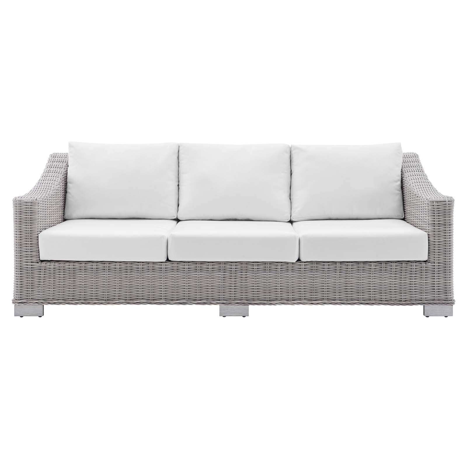 Modway Outdoor Sofas - Conway Sunbrella Outdoor Patio Wicker Rattan Sofa Light Gray White