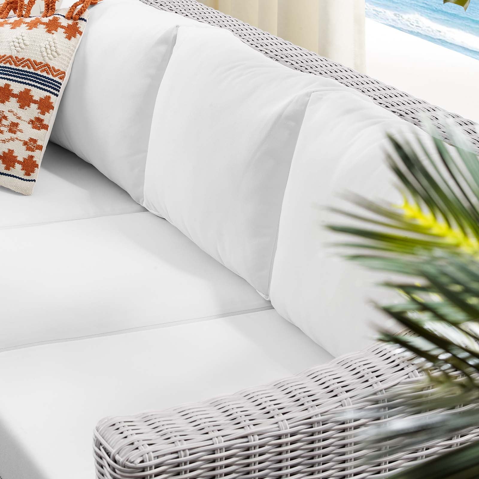 Modway Outdoor Sofas - Conway Sunbrella Outdoor Patio Wicker Rattan Sofa Light Gray White