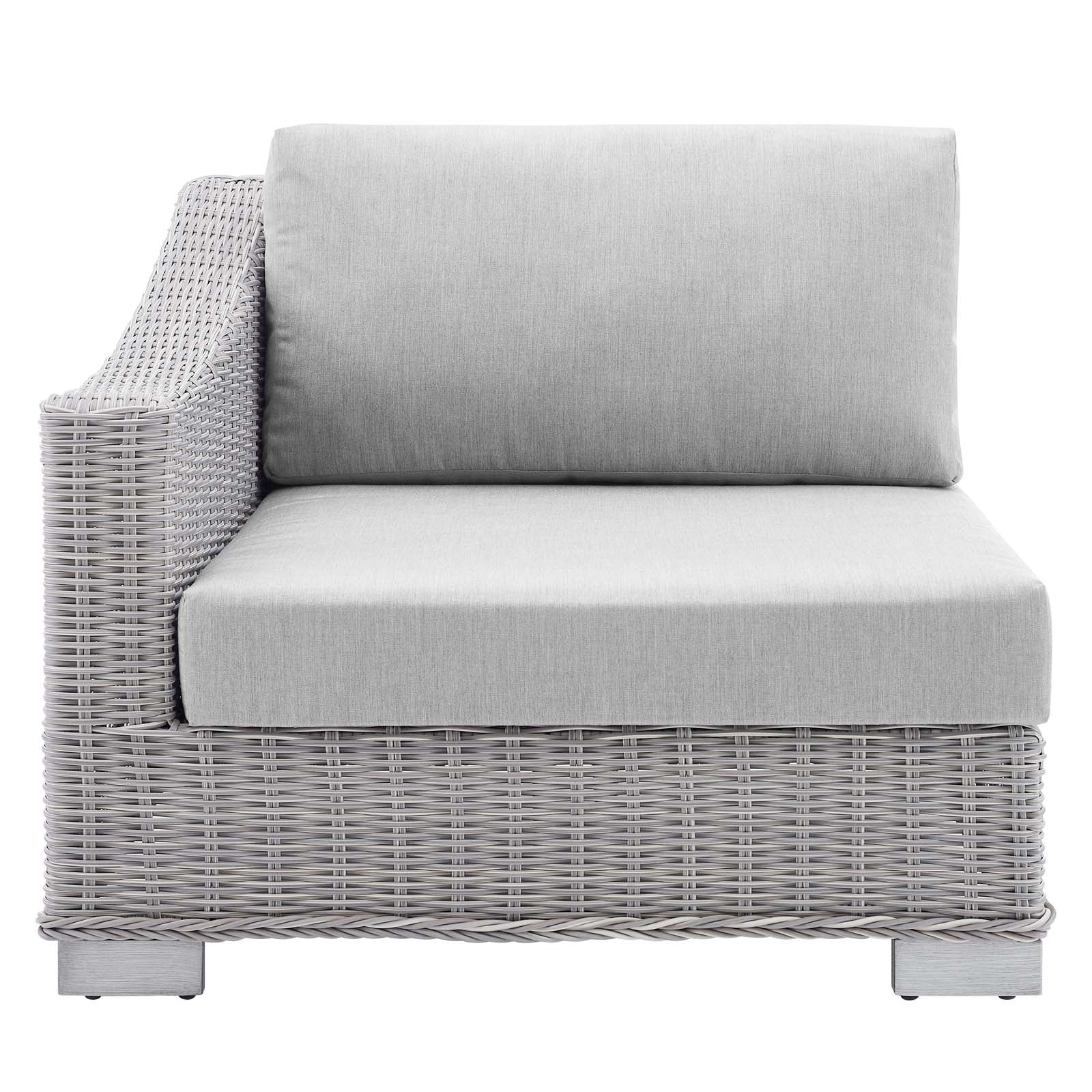 Modway Outdoor Chairs - Conway Sunbrella Outdoor Patio Wicker Rattan Left-Arm Chair Light Gray