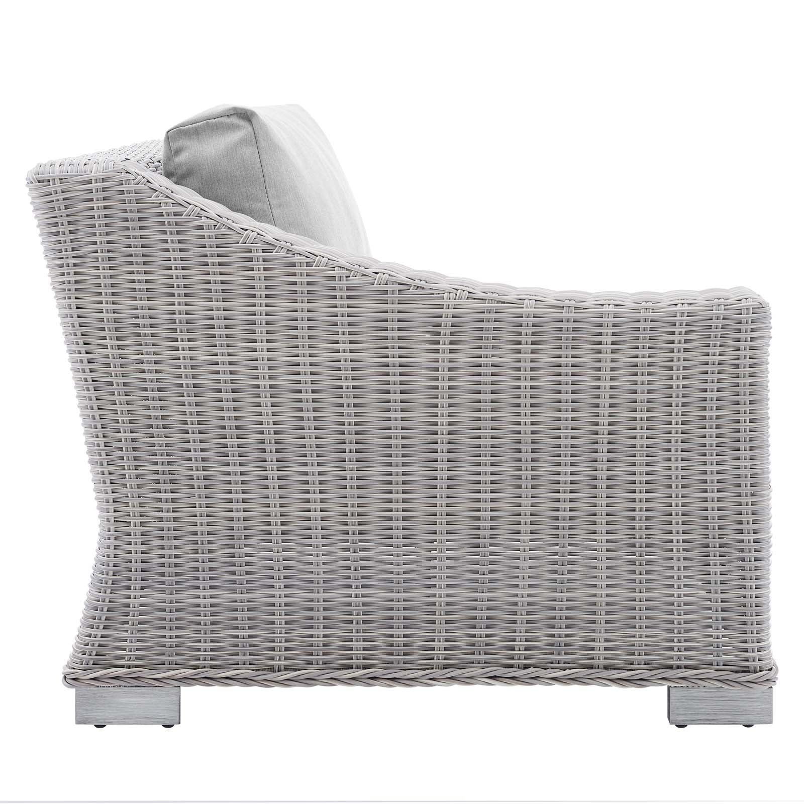 Modway Outdoor Chairs - Conway Sunbrella Outdoor Patio Wicker Rattan Left-Arm Chair Light Gray