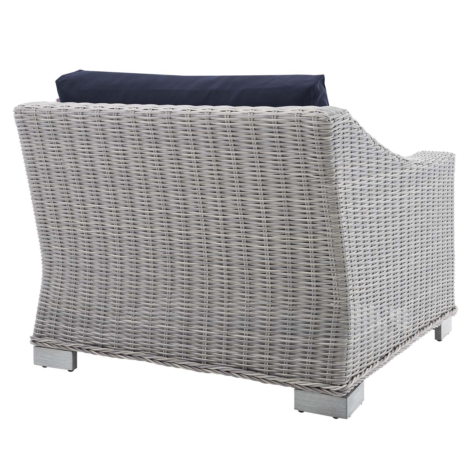 Modway Outdoor Chairs - Conway Sunbrella Outdoor Patio Wicker Rattan Left-Arm Chair Light Gray Navy