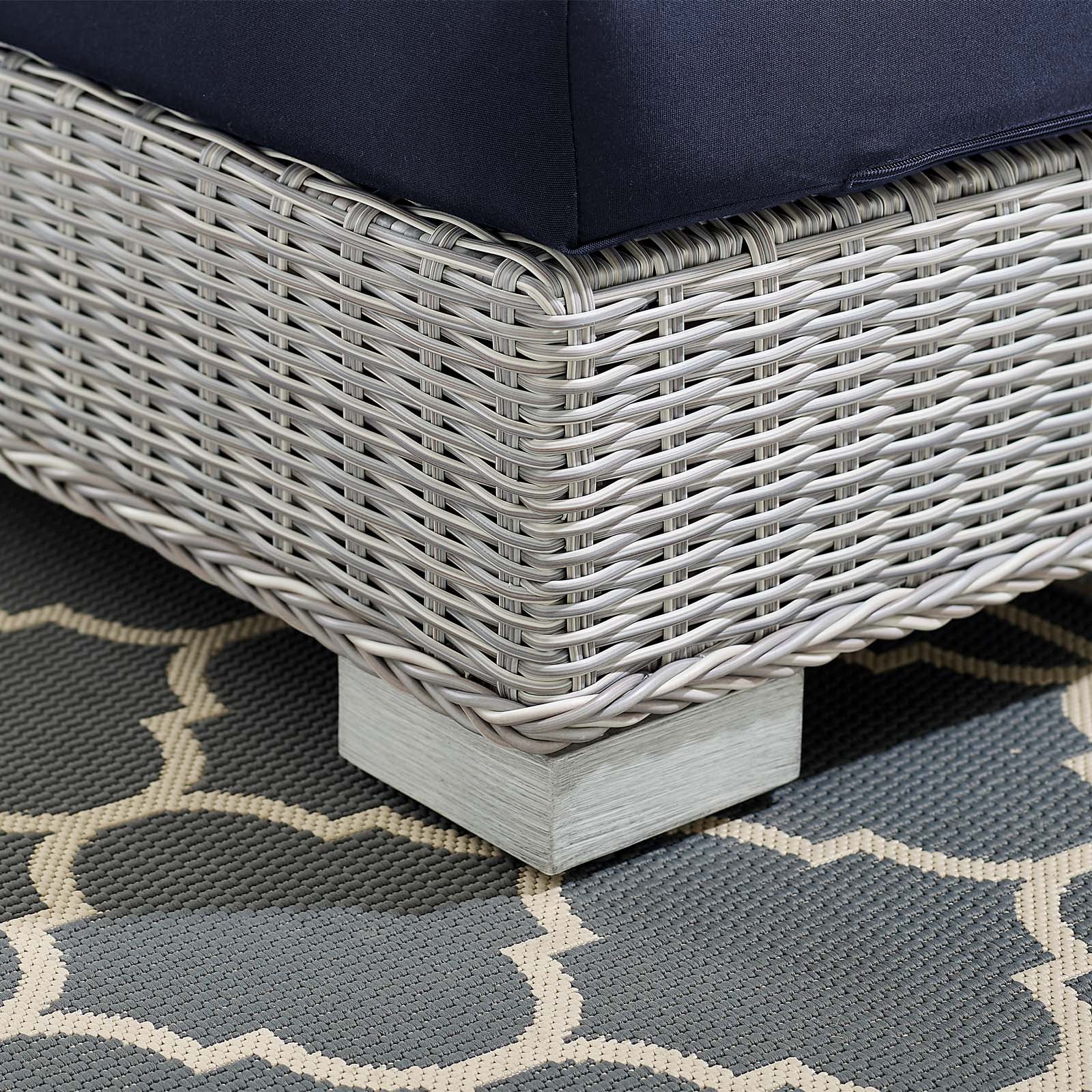 Modway Outdoor Chairs - Conway Sunbrella Outdoor Patio Wicker Rattan Left-Arm Chair Light Gray Navy