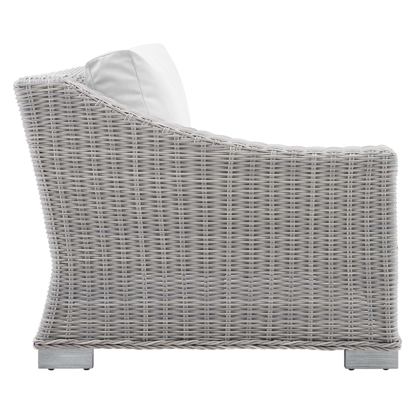 Modway Outdoor Chairs - Conway Sunbrella Outdoor Patio Wicker Rattan Left-Arm Chair Light Gray White
