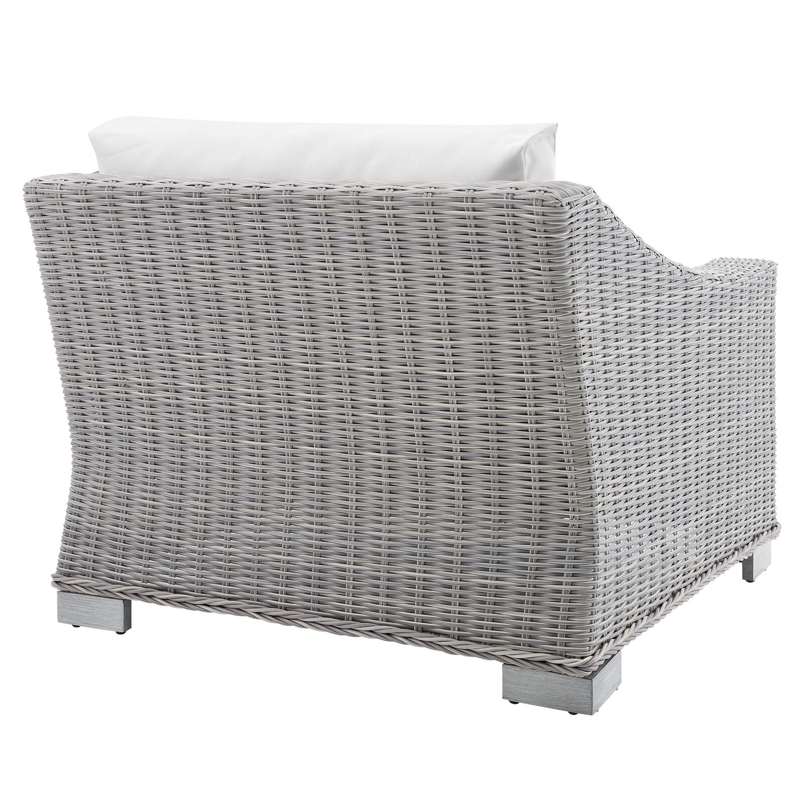 Modway Outdoor Chairs - Conway Sunbrella Outdoor Patio Wicker Rattan Left-Arm Chair Light Gray White