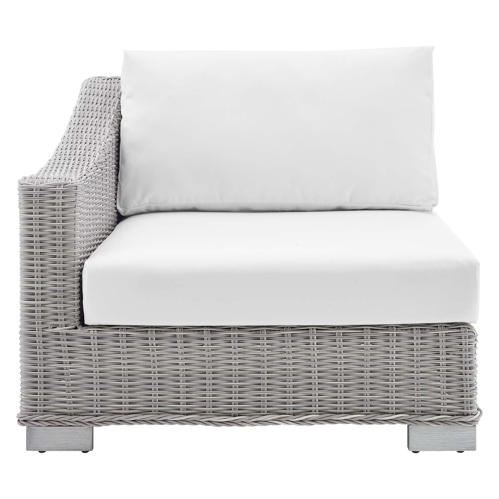 Modway Outdoor Chairs - Conway Sunbrella Outdoor Patio Wicker Rattan Left-Arm Chair Light Gray White