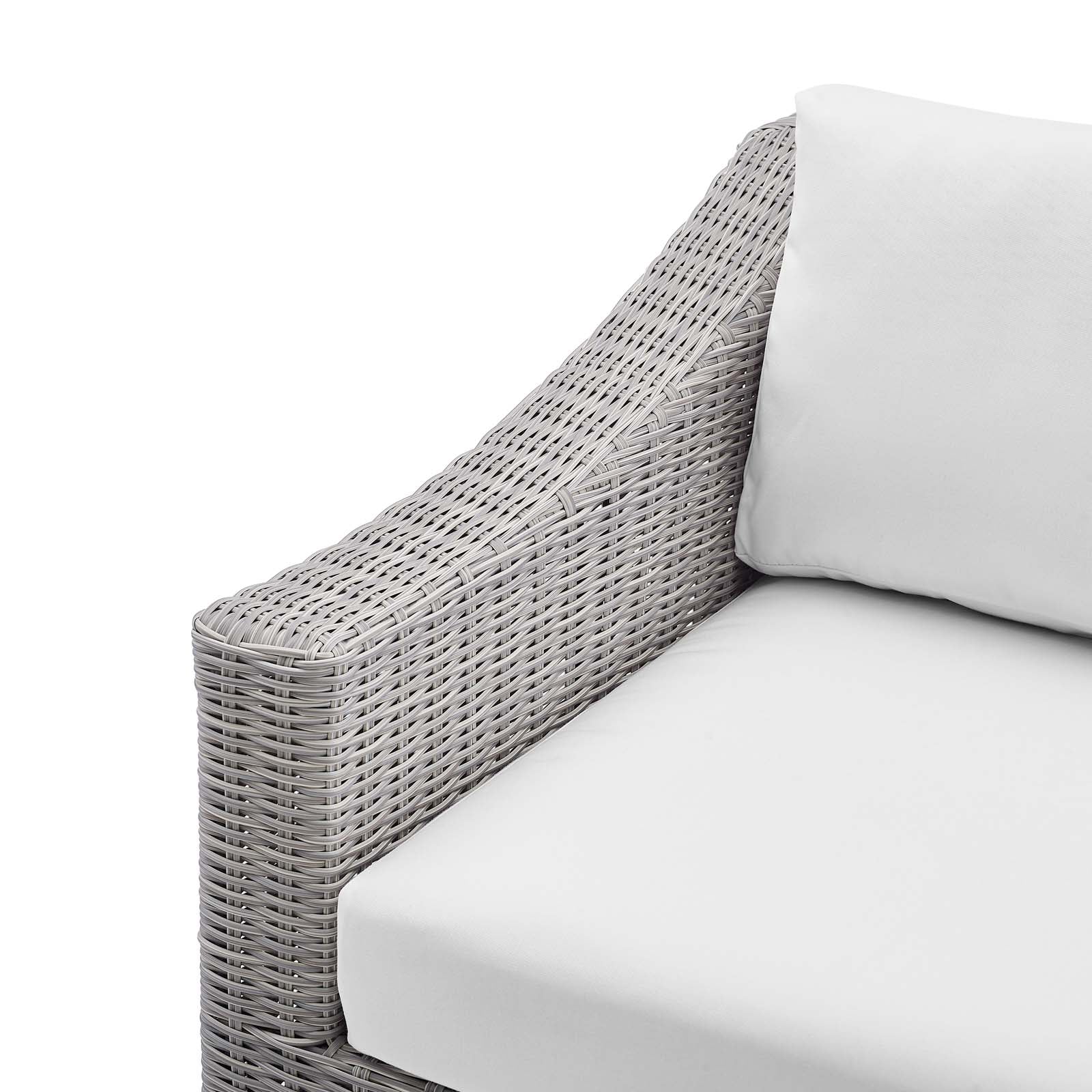 Modway Outdoor Chairs - Conway Sunbrella Outdoor Patio Wicker Rattan Left-Arm Chair Light Gray White