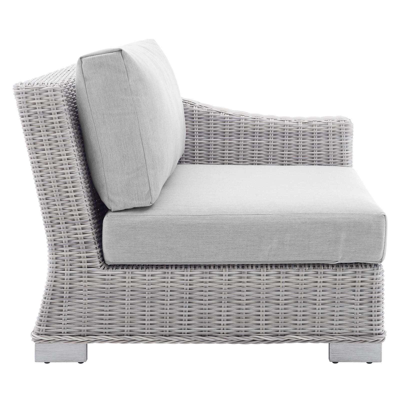 Modway Outdoor Chairs - Conway Sunbrella Outdoor Patio Wicker Rattan Right-Arm Chair Light Gray