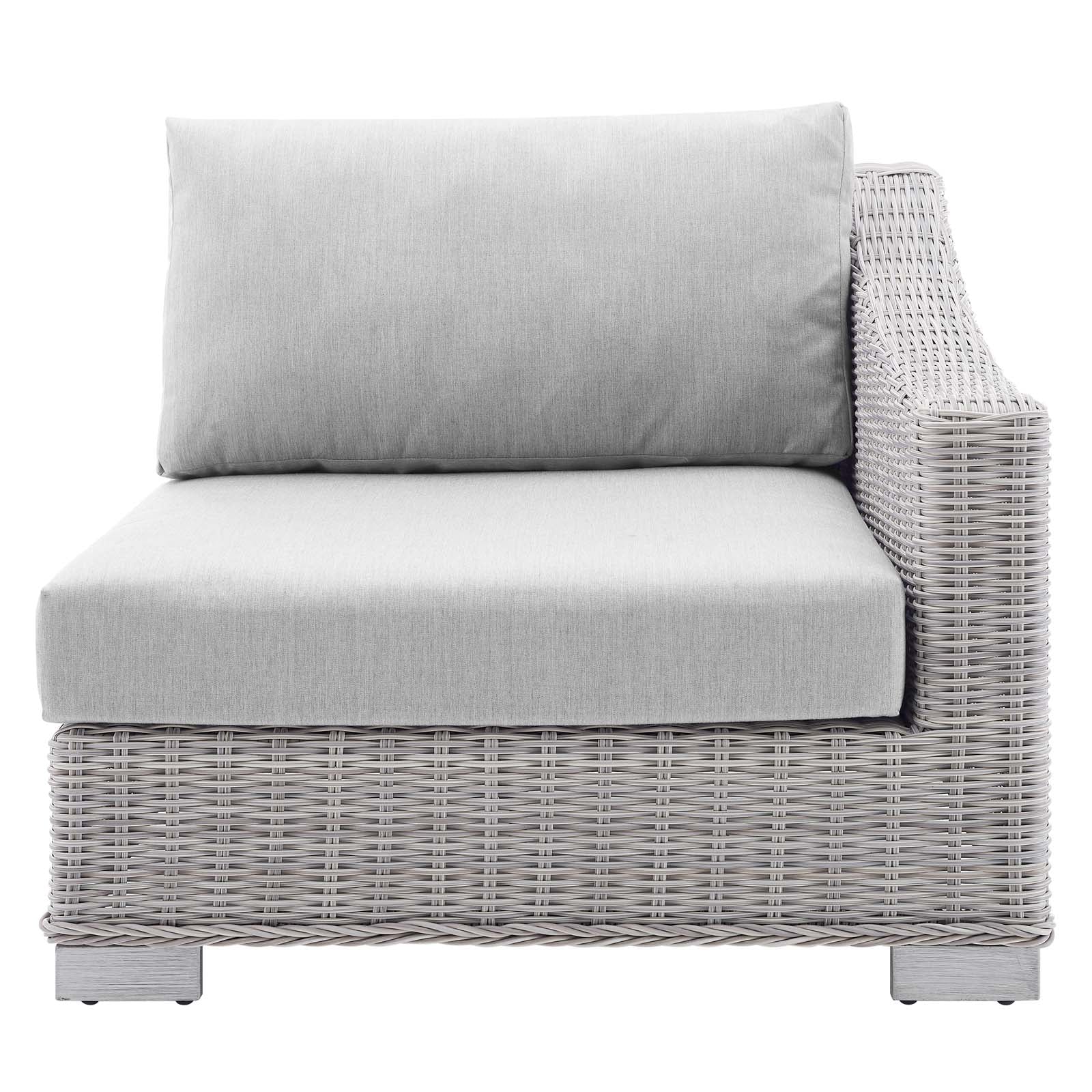 Modway Outdoor Chairs - Conway Sunbrella Outdoor Patio Wicker Rattan Right-Arm Chair Light Gray