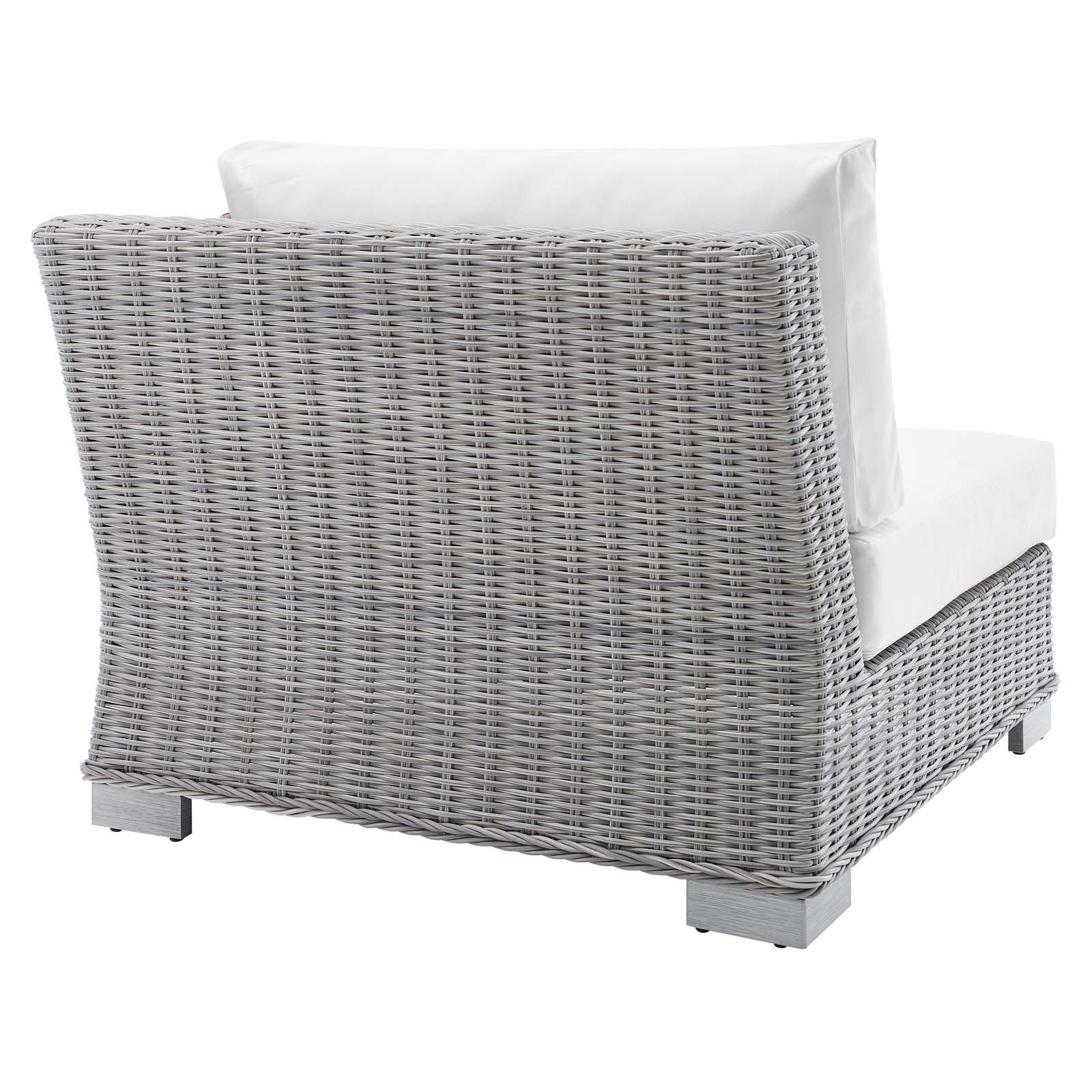 Modway Outdoor Chairs - Conway Sunbrella Outdoor Patio Wicker Rattan Right-Arm Chair Light Gray White