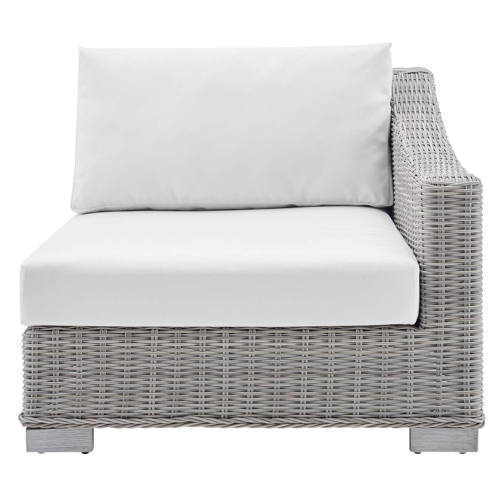Modway Outdoor Chairs - Conway Sunbrella Outdoor Patio Wicker Rattan Right-Arm Chair Light Gray White
