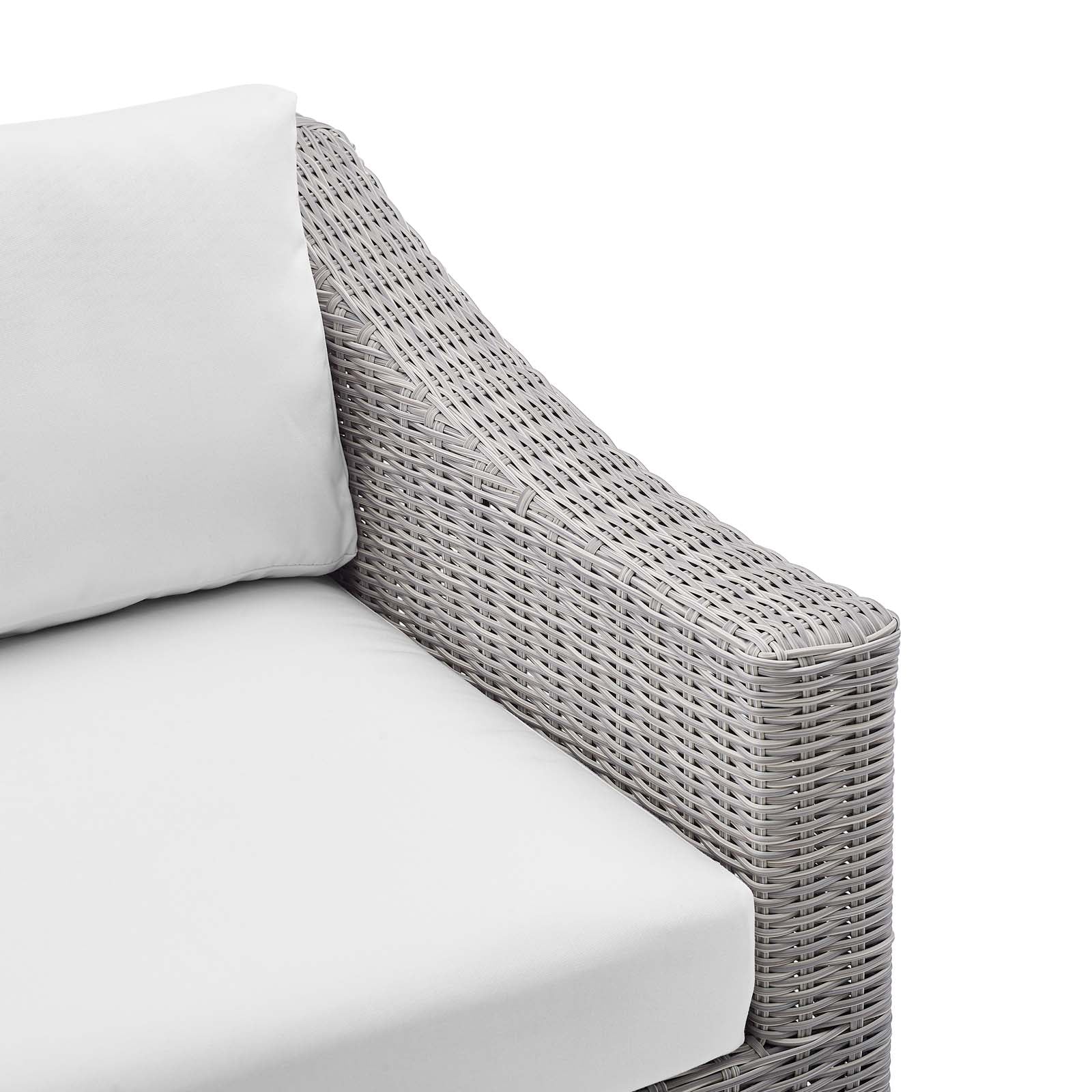 Modway Outdoor Chairs - Conway Sunbrella Outdoor Patio Wicker Rattan Right-Arm Chair Light Gray White