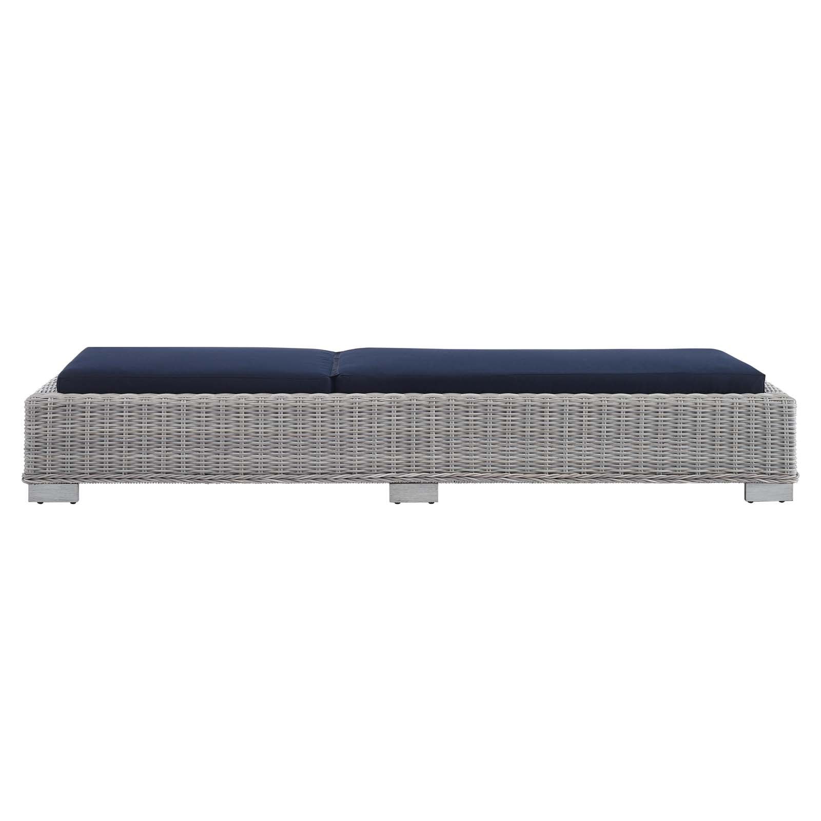 Modway Outdoor Loungers - Conway Sunbrella Outdoor Patio Wicker Rattan Chaise Lounge Light Gray Navy