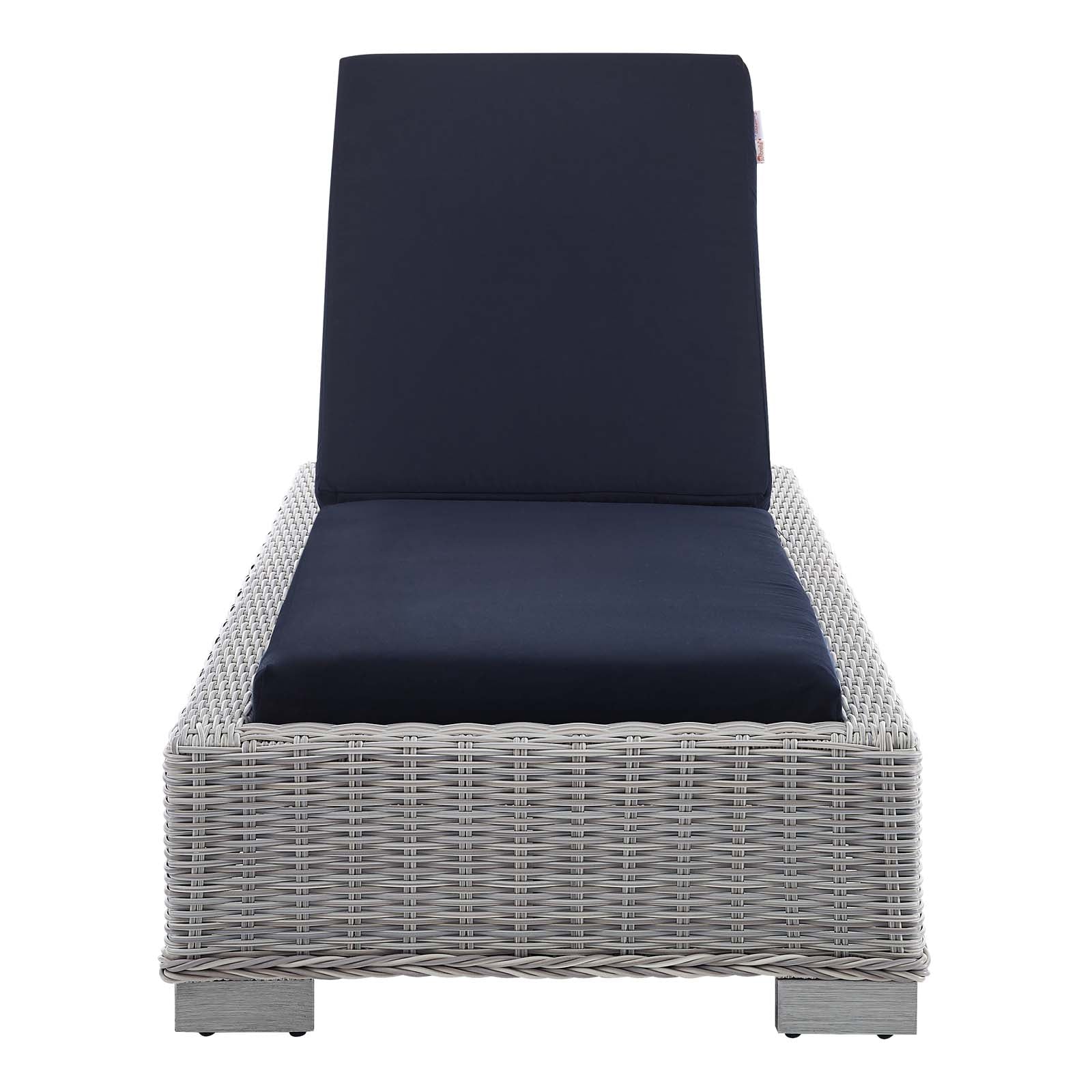 Modway Outdoor Loungers - Conway Sunbrella Outdoor Patio Wicker Rattan Chaise Lounge Light Gray Navy