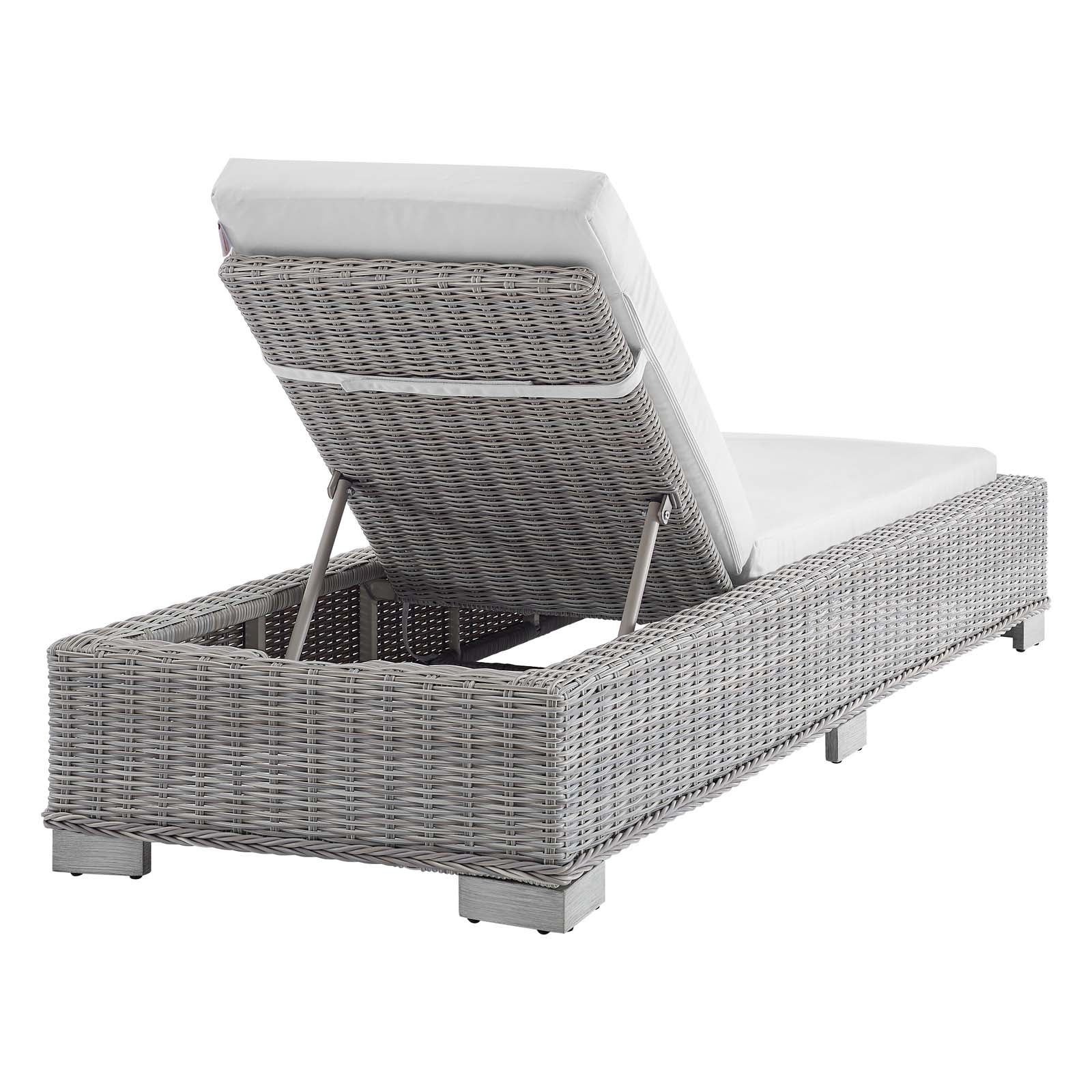 Modway Outdoor Loungers - Conway Sunbrella Outdoor Patio Wicker Rattan Chaise Lounge Light Gray White