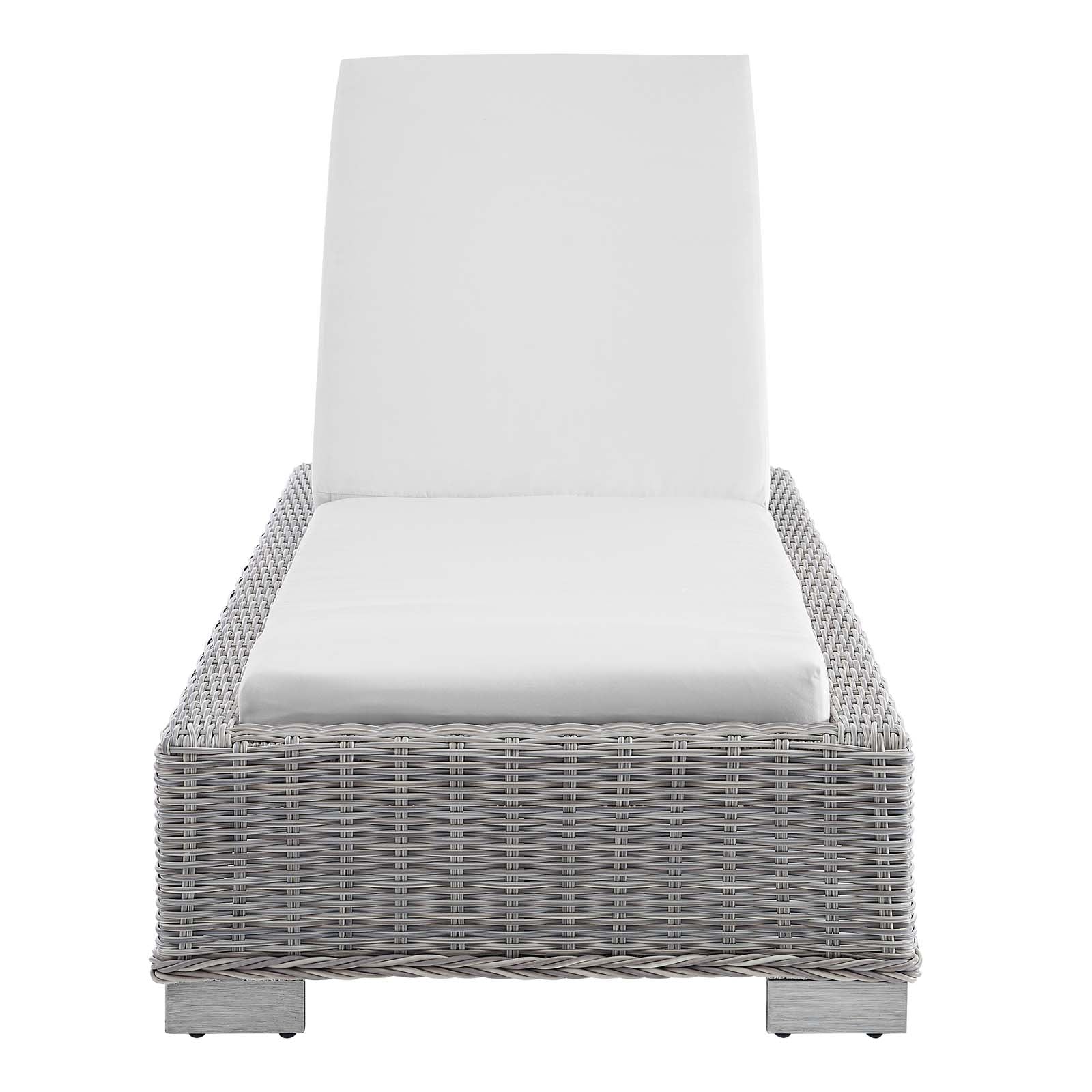 Modway Outdoor Loungers - Conway Sunbrella Outdoor Patio Wicker Rattan Chaise Lounge Light Gray White
