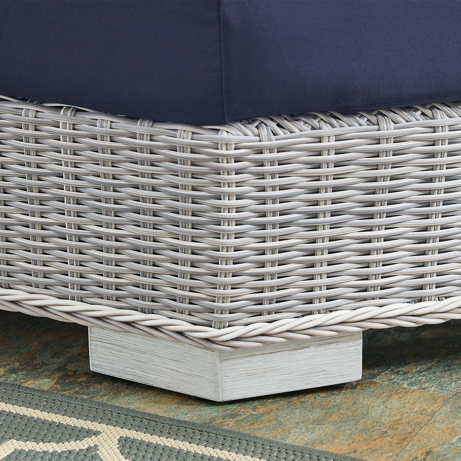 Modway Outdoor Chairs - Conway Sunbrella Outdoor Patio Wicker Rattan Round Corner Chair Light Gray Navy