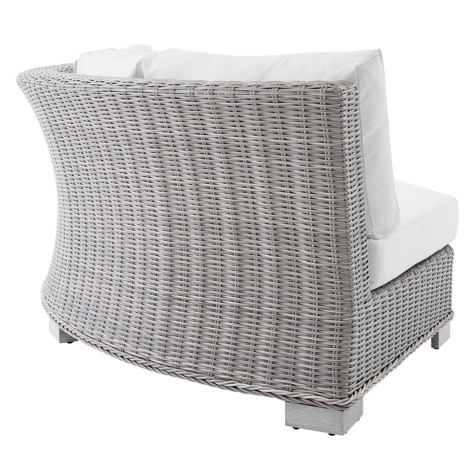 Modway Outdoor Chairs - Conway Sunbrella Outdoor Patio Wicker Rattan Round Corner Chair Light Gray White