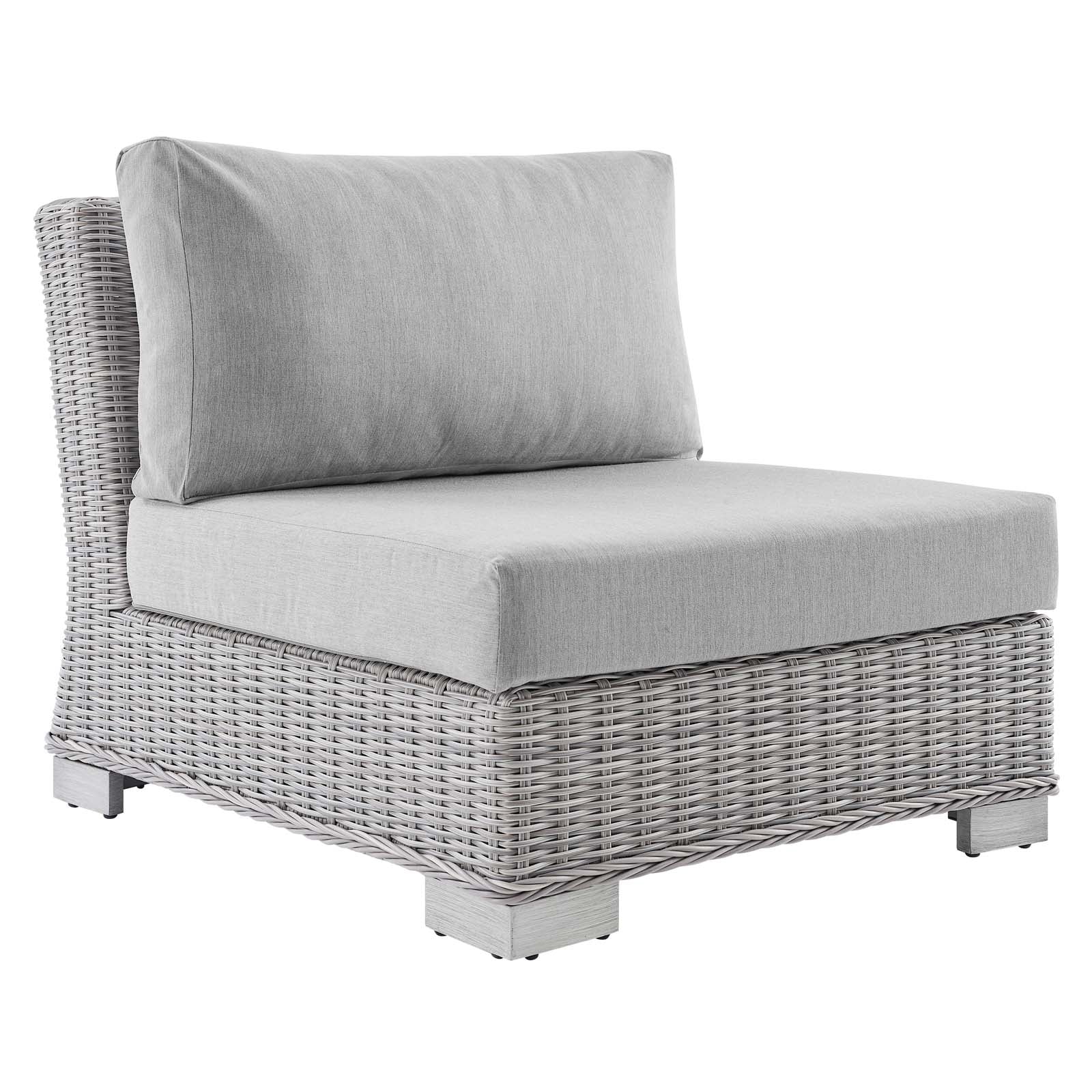 Modway Outdoor Chairs - Conway Sunbrella Outdoor Patio Wicker Rattan Armless Chair Light Gray