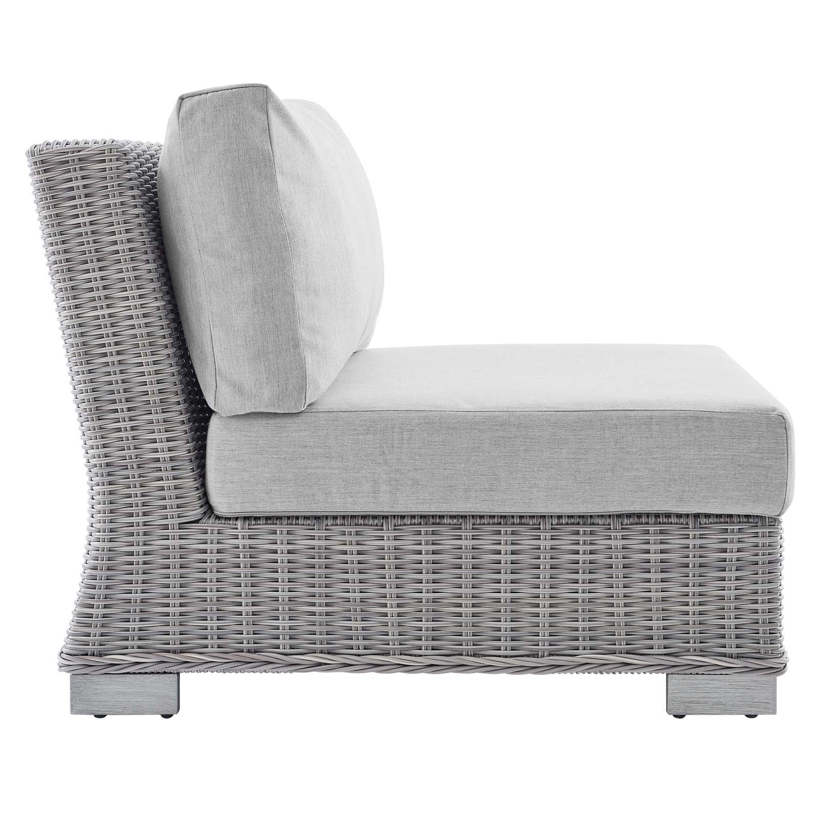 Modway Outdoor Chairs - Conway Sunbrella Outdoor Patio Wicker Rattan Armless Chair Light Gray