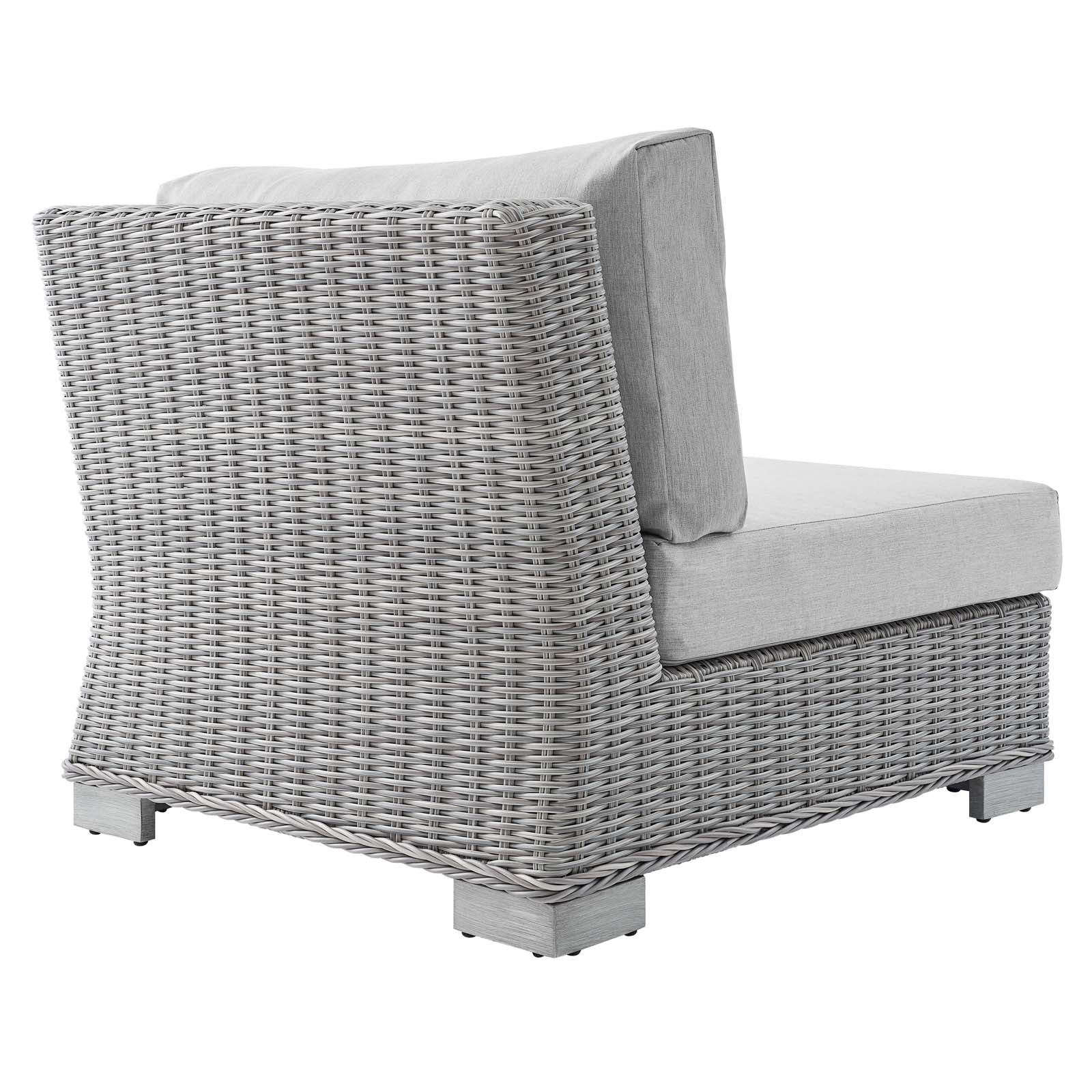 Modway Outdoor Chairs - Conway Sunbrella Outdoor Patio Wicker Rattan Armless Chair Light Gray