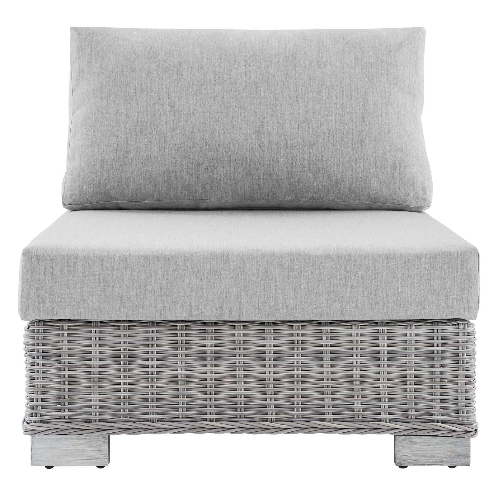 Modway Outdoor Chairs - Conway Sunbrella Outdoor Patio Wicker Rattan Armless Chair Light Gray
