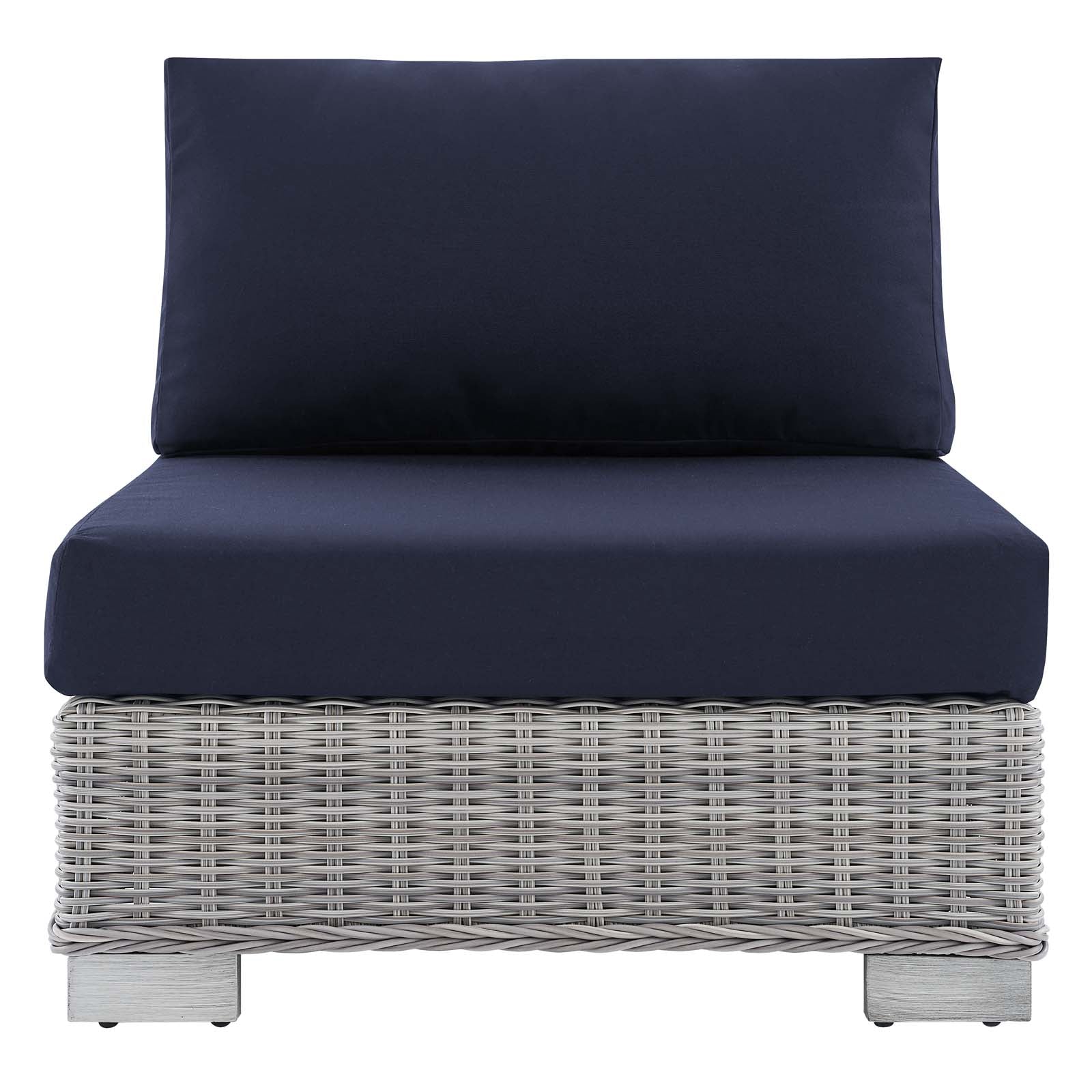 Modway Outdoor Chairs - Conway Sunbrella Outdoor Patio Wicker Rattan Armless Chair Light Gray Navy