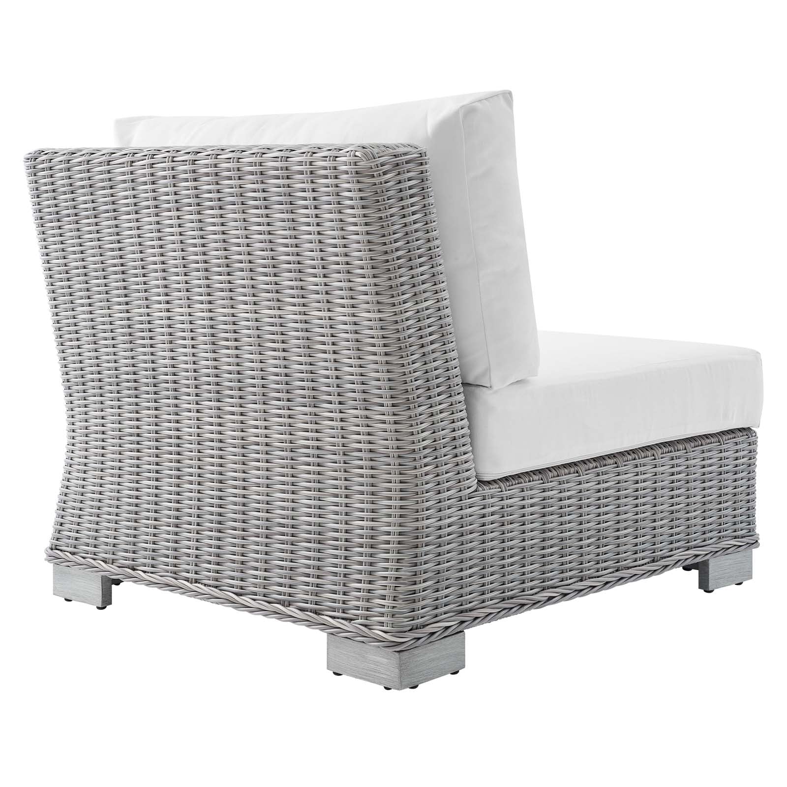 Modway Outdoor Chairs - Conway Sunbrella Outdoor Patio Wicker Rattan Armless Chair Light Gray White