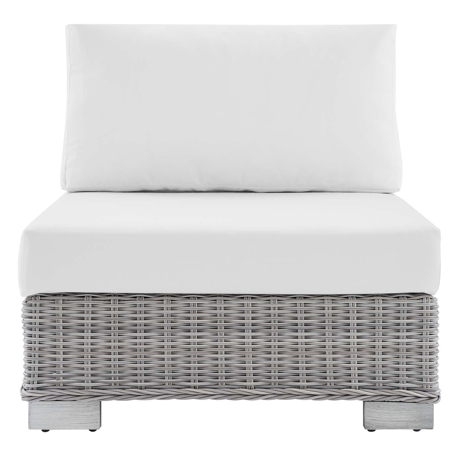 Modway Outdoor Chairs - Conway Sunbrella Outdoor Patio Wicker Rattan Armless Chair Light Gray White
