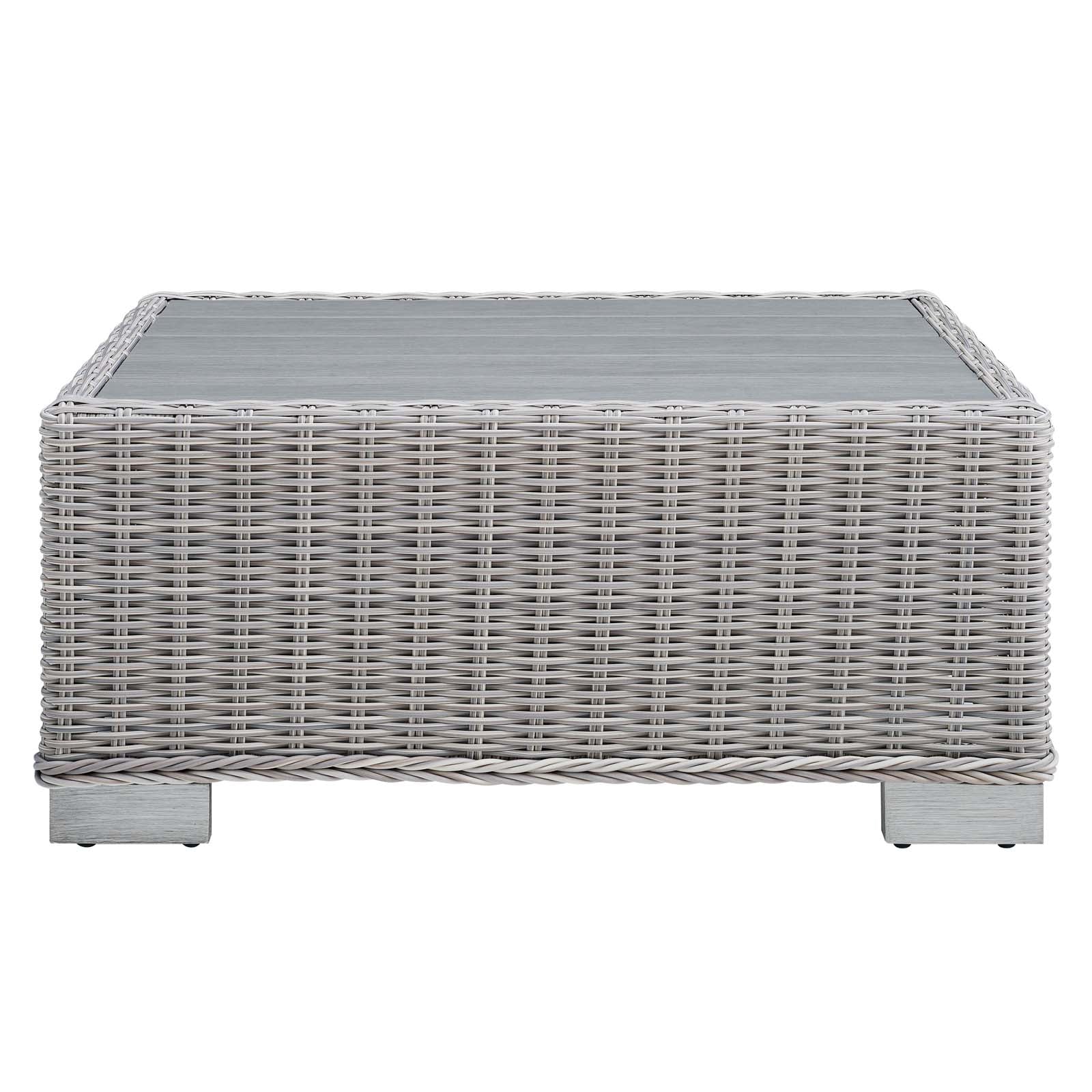 Modway Outdoor Coffee Tables - Conway 32" Outdoor Patio Wicker Rattan Coffee Table Light Gray