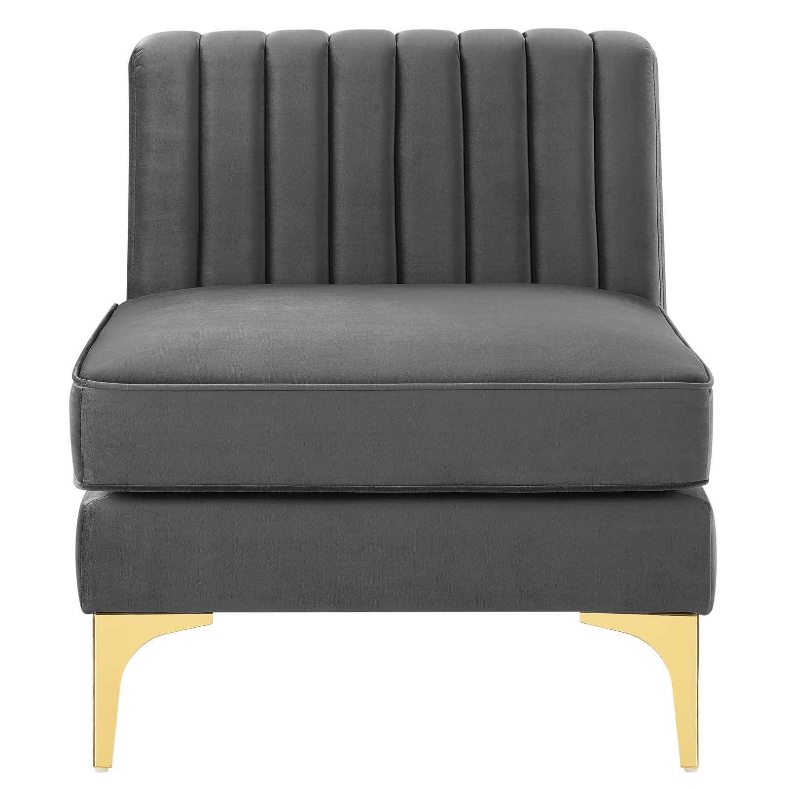 Modway Accent Chairs - Triumph Channel Tufted Performance Velvet Armless Chair Gray