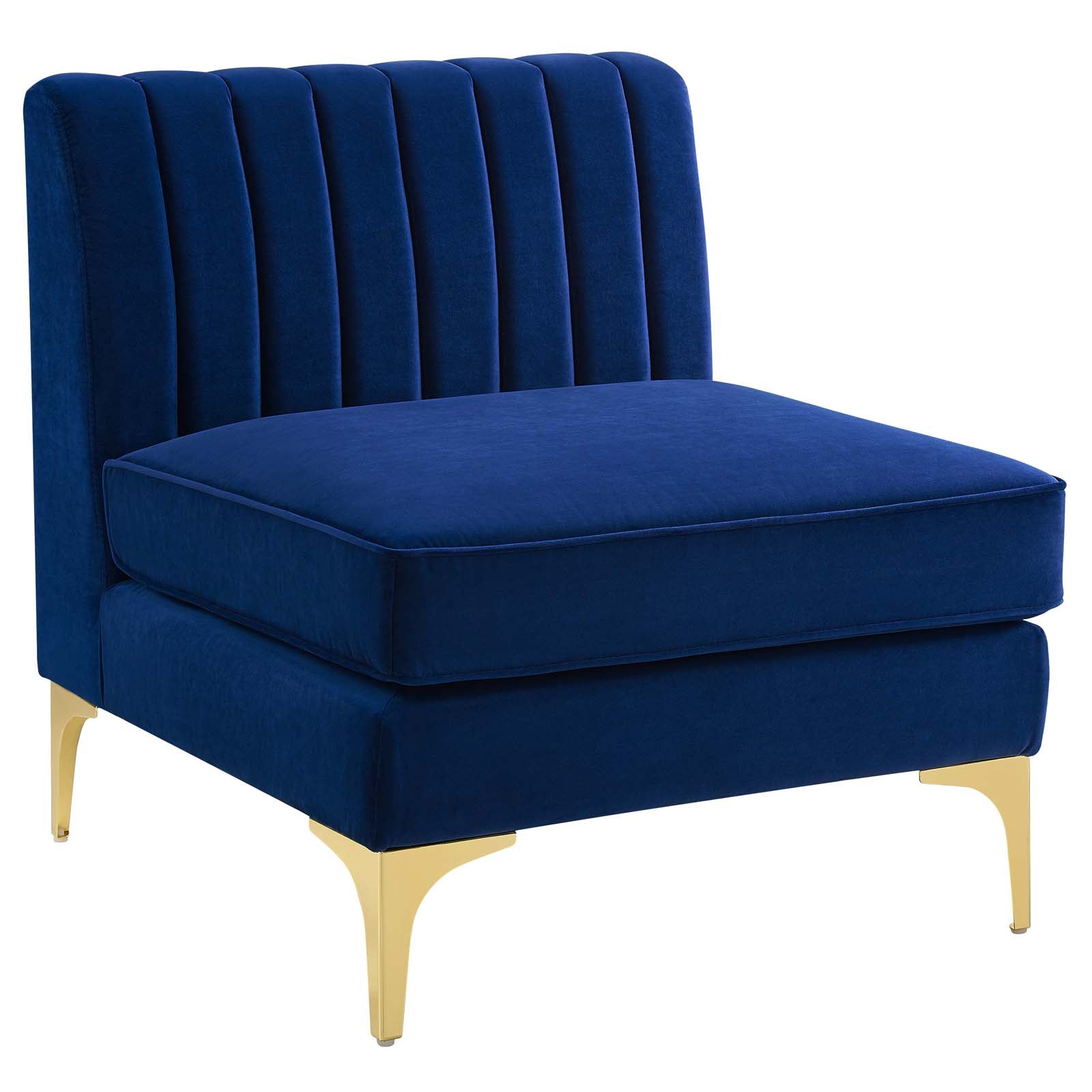 Modway Accent Chairs - Triumph Channel Tufted Performance Velvet Armless Chair Navy