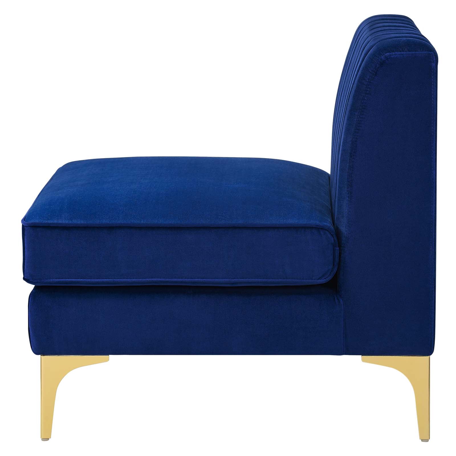 Modway Accent Chairs - Triumph Channel Tufted Performance Velvet Armless Chair Navy