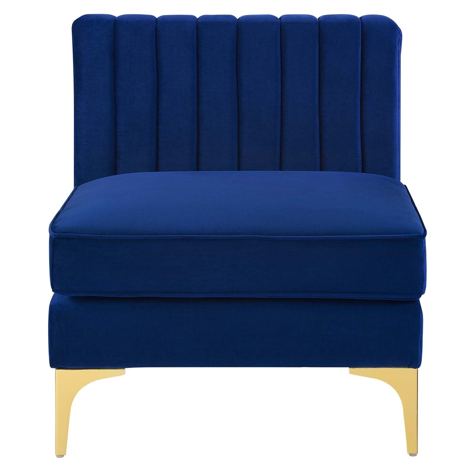 Modway Accent Chairs - Triumph Channel Tufted Performance Velvet Armless Chair Navy