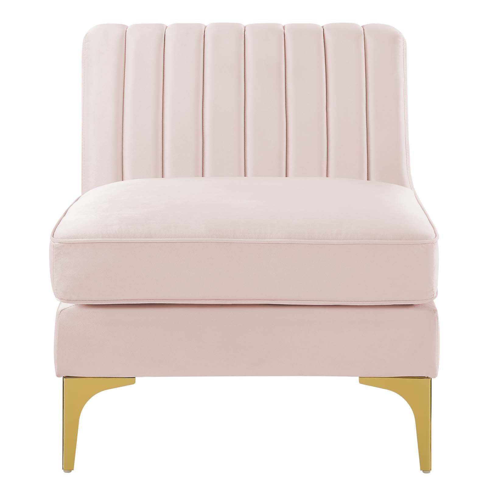 Modway Accent Chairs - Triumph Channel Tufted Performance Velvet Armless Chair Pink