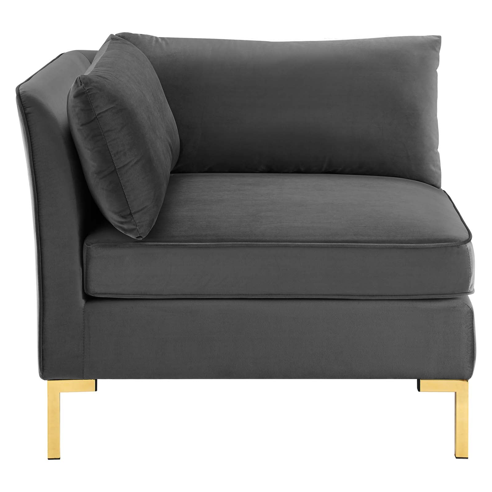 Modway Accent Chairs - Ardent Performance Velvet Sectional Sofa Corner Chair Gray