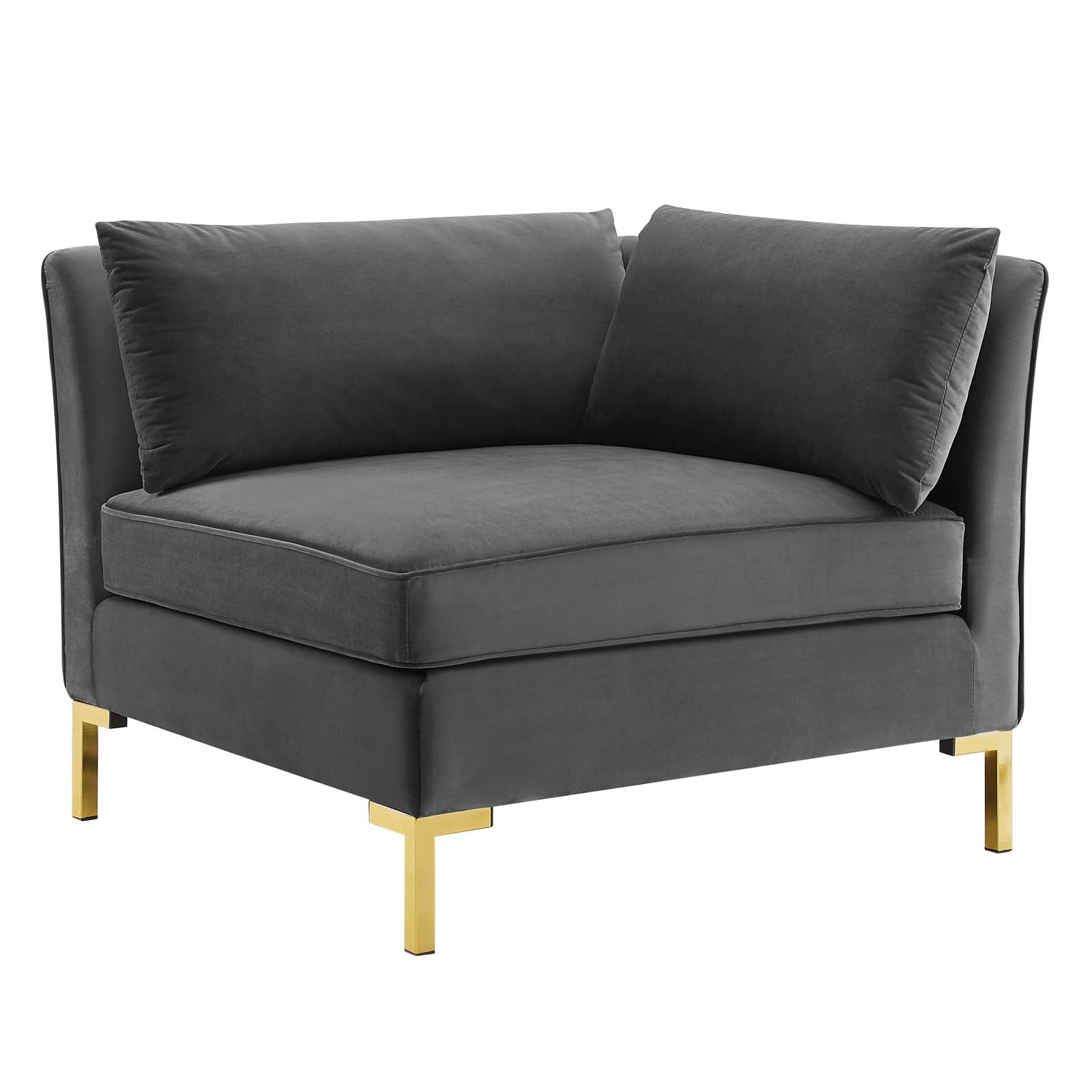 Modway Accent Chairs - Ardent Performance Velvet Sectional Sofa Corner Chair Gray