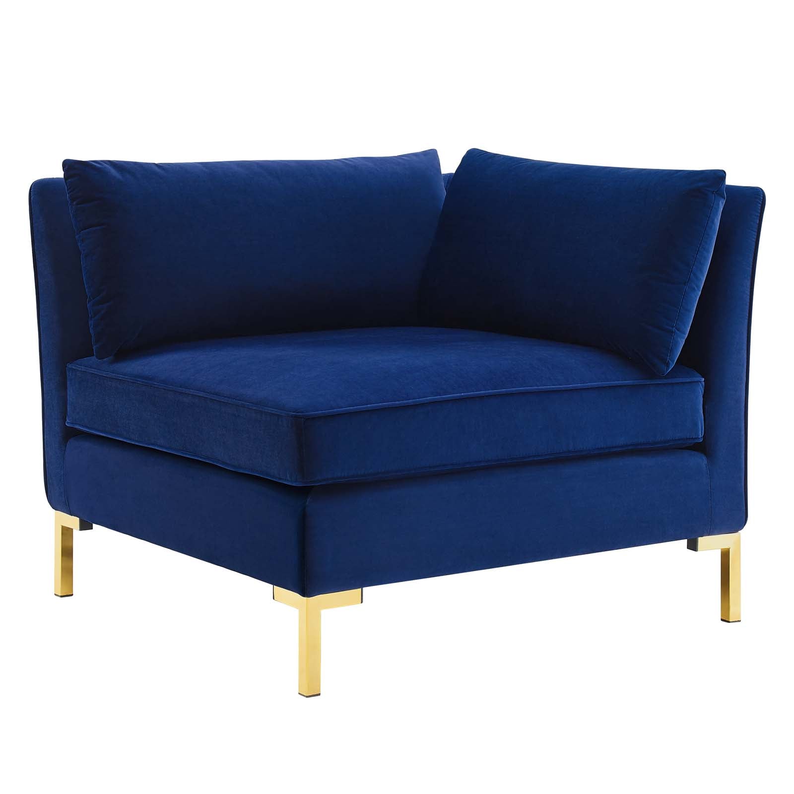Modway Accent Chairs - Ardent Performance Velvet Sectional Sofa Corner Chair Navy