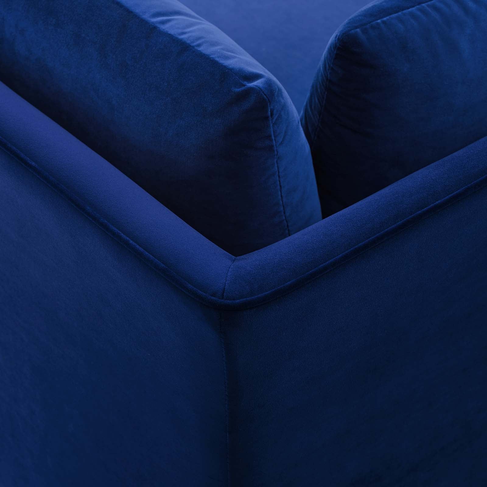 Modway Accent Chairs - Ardent Performance Velvet Sectional Sofa Corner Chair Navy