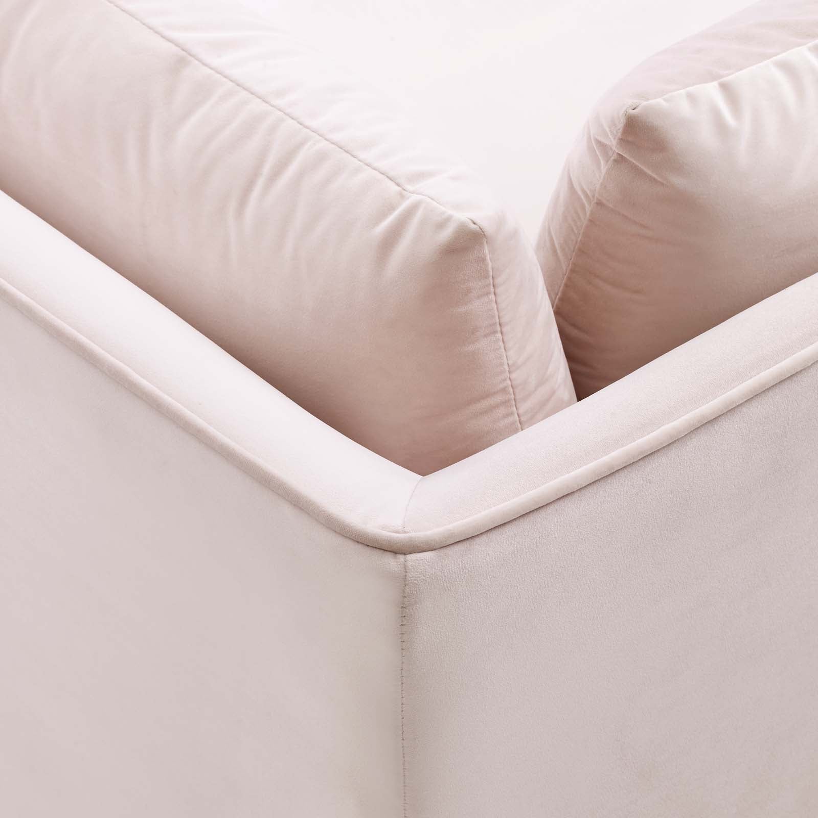 Modway Accent Chairs - Ardent Performance Velvet Sectional Sofa Corner Chair Pink